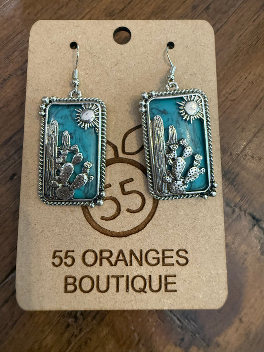 Turquoise Desert Rectangle Earrings