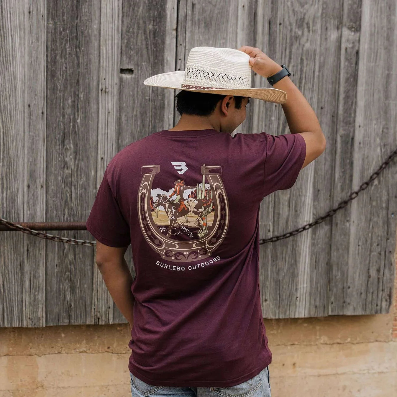Horseshoe Maroon Burlebo Short Sleeve T Shirt SST-HORS-MAR