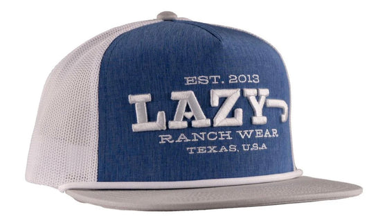 LAZY J RANCH BLUE & WHITE DIME BOX CLASSIC ROPE TRUCKER HAT