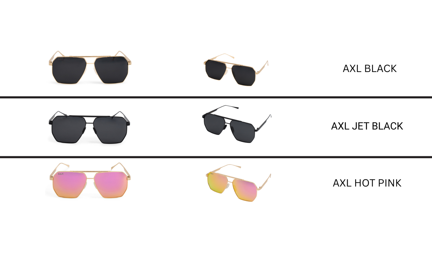 AXL - Unisex Geometric Aviator Polarized Sunglasses: Black Fl Dax