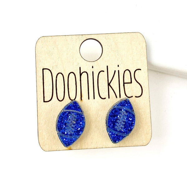 Football Stud Earrings: Maroon Glitter Doohickie