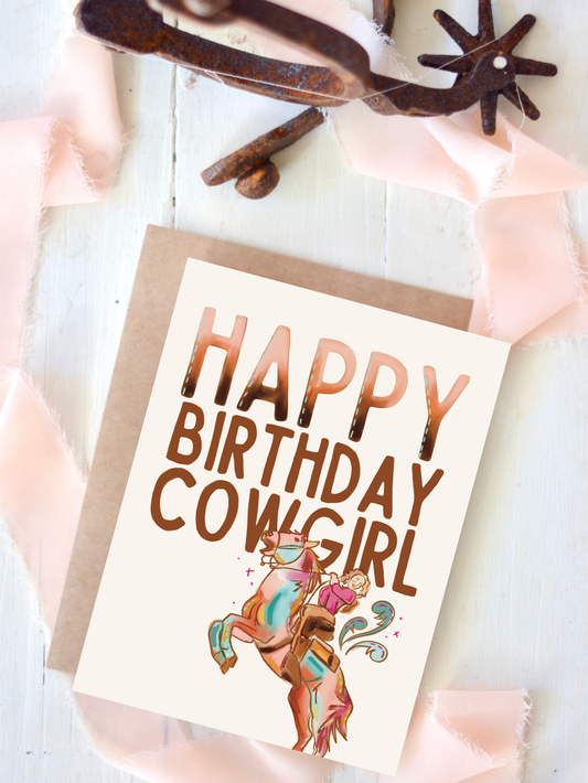 Happy Birthday Cowgirl Turquoise Mustang Western Horse Tirzah