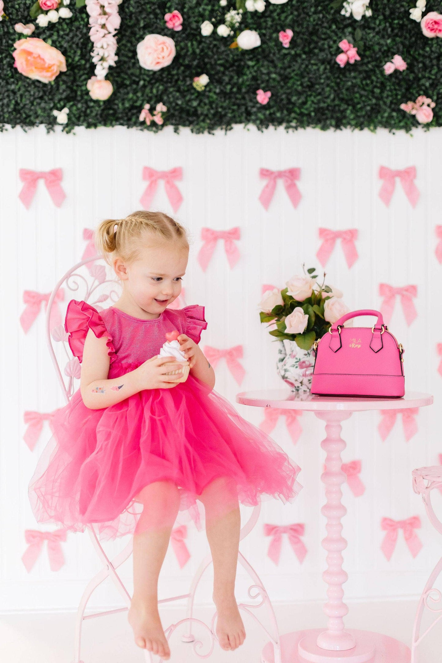Hot Pink Shimmer Tutu Dress: Mila