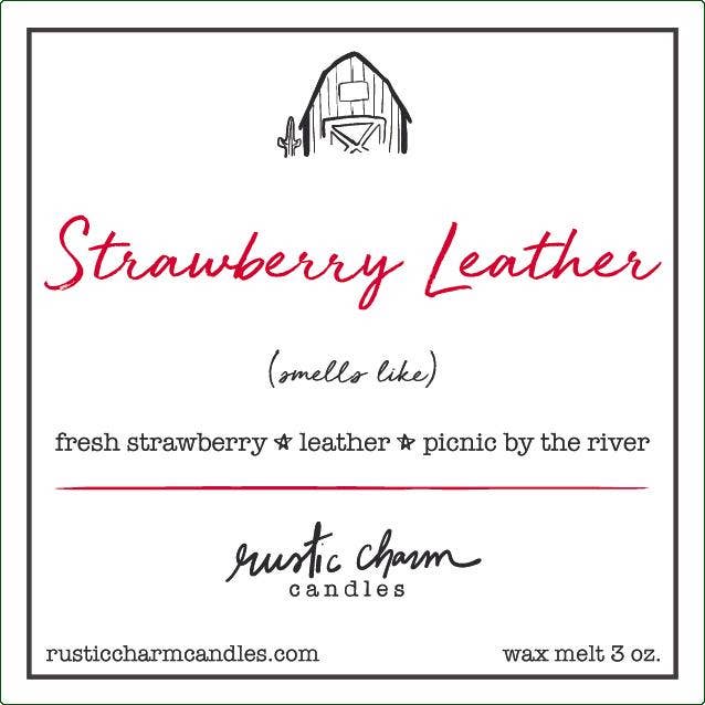 Strawberry Leather Candle- rustic charm