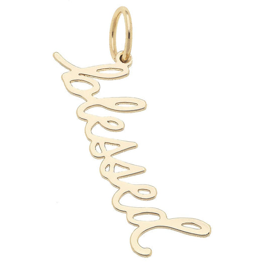 "Blessed" Cursive Script Charm in Shiny Gold Canvas
