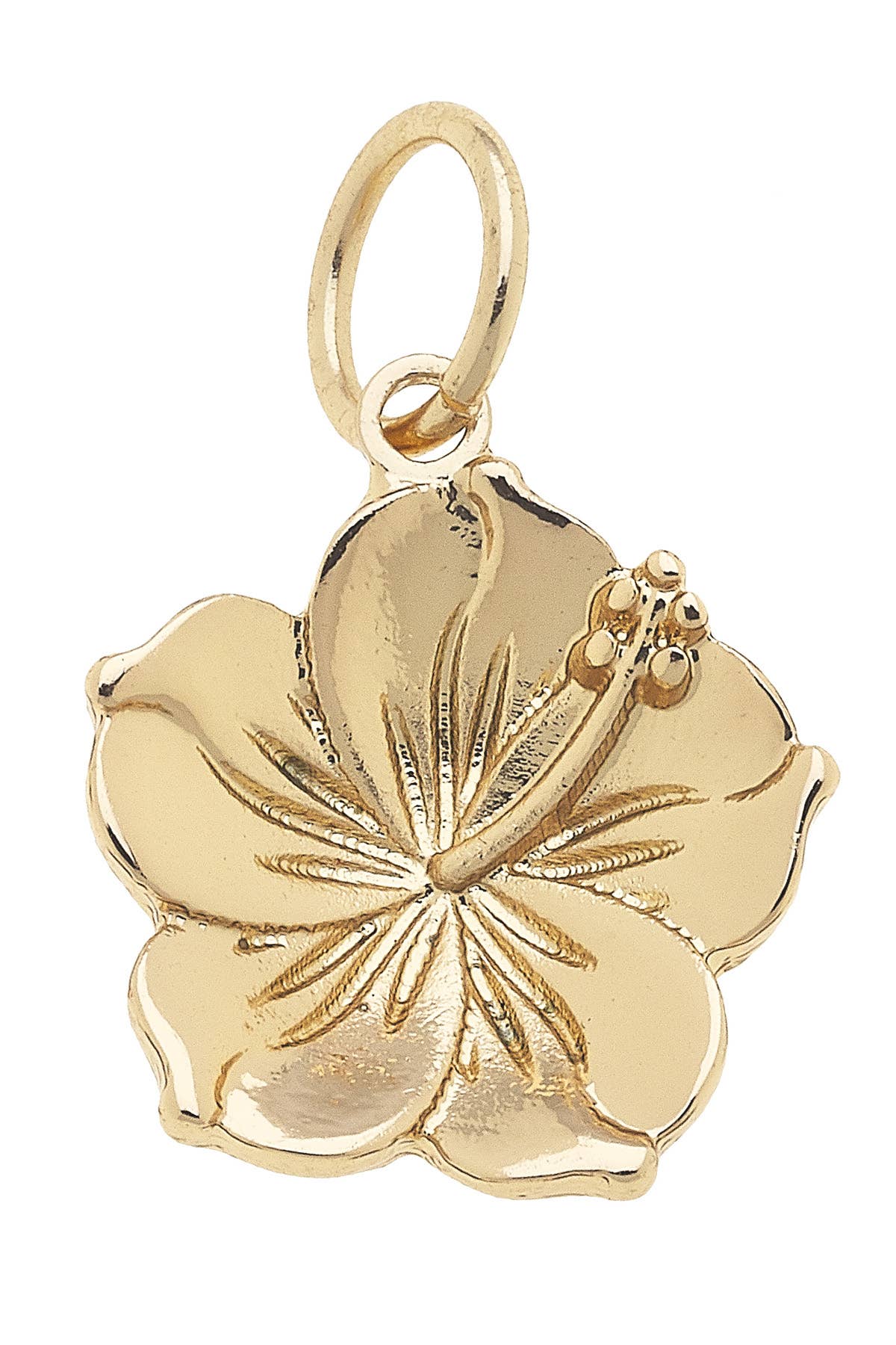 Hibiscus Flower Charm in Shiny Gold Canvas