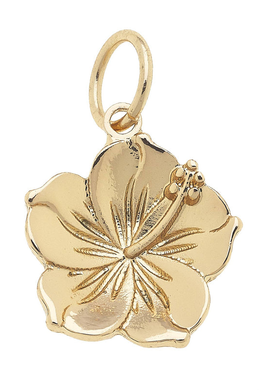 Hibiscus Flower Charm in Shiny Gold Canvas