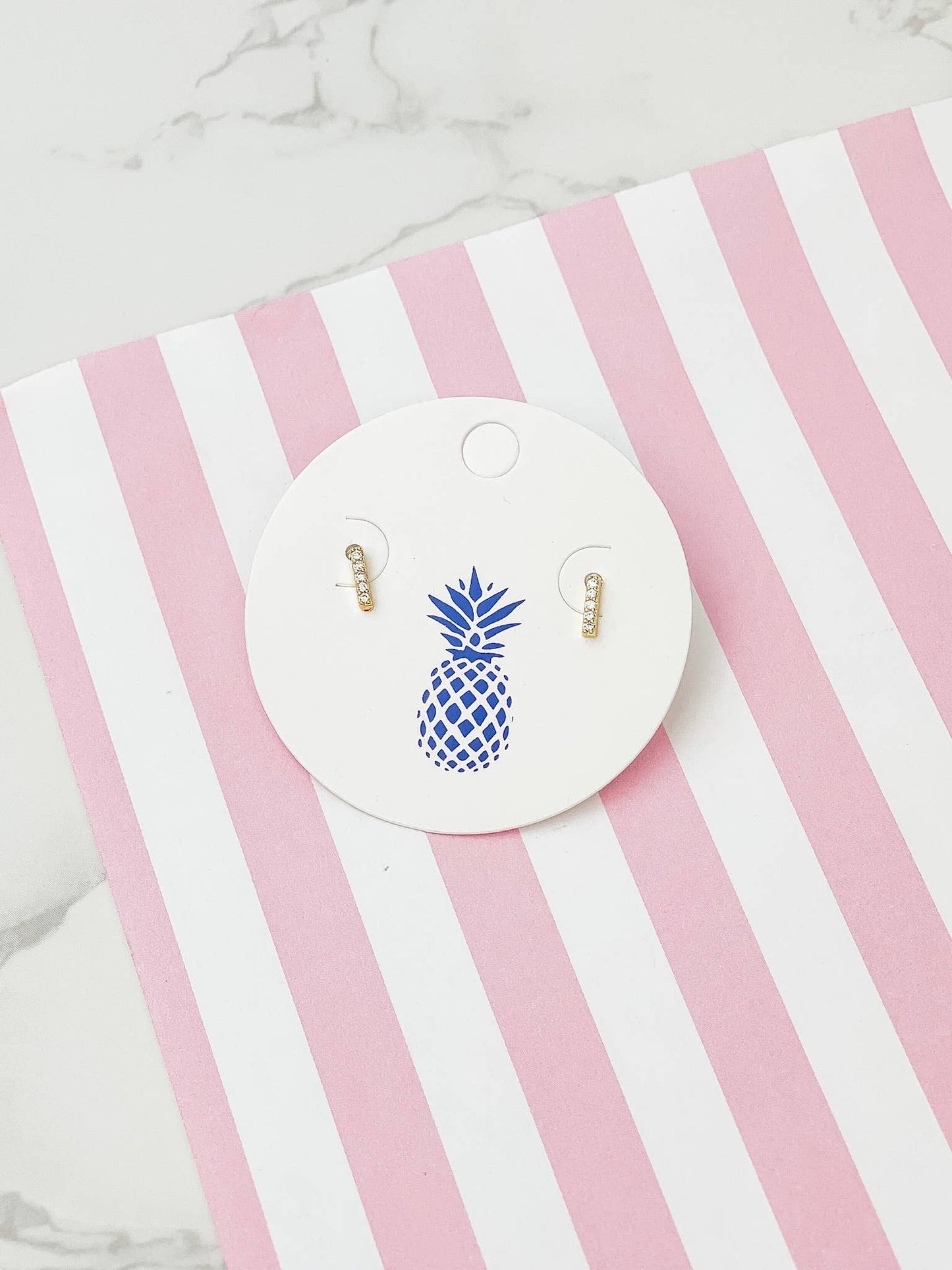 Cubic Zirconia Initial Stud Earrings- Gold: Y