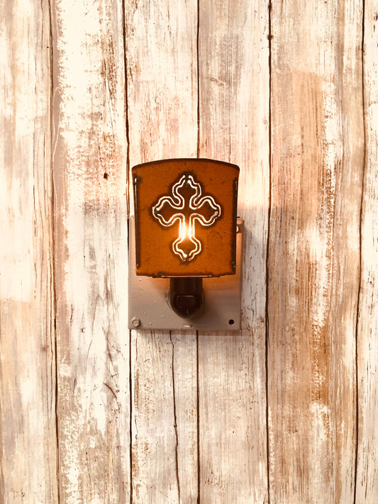Cross with Cuts Classic Rustic Nightlight ironwork