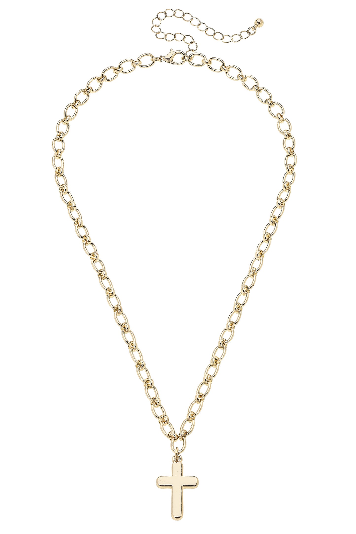 Charlotte Cross Linked Necklace in Shiny Gold