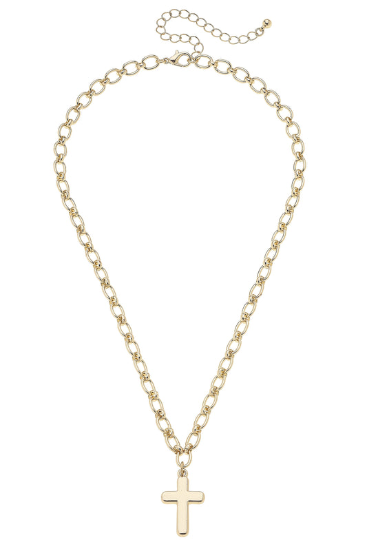 Charlotte Cross Linked Necklace in Shiny Gold