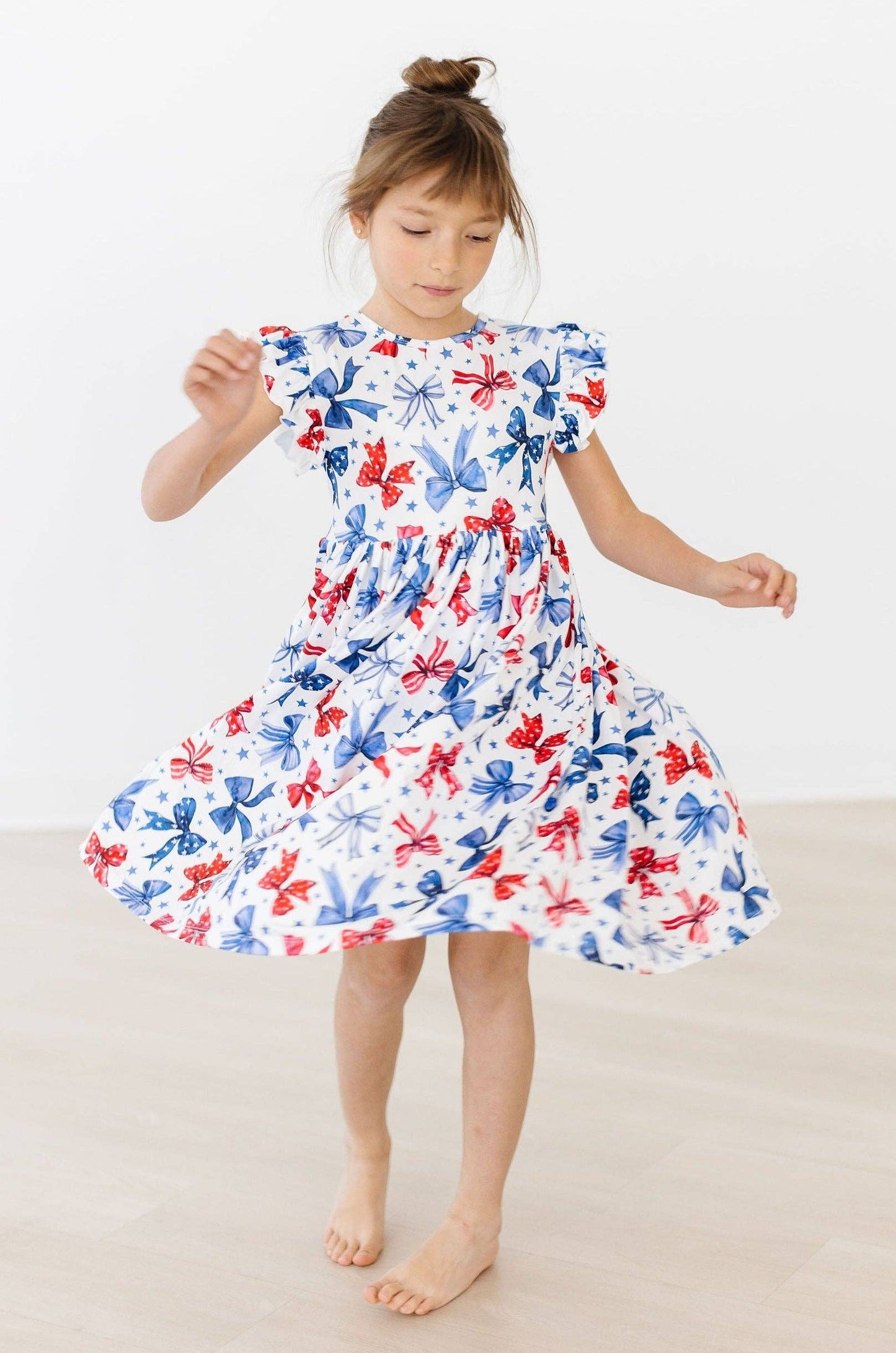 Born to Sparkle Flutter Sleeve Twirl Dress: Mila Fl