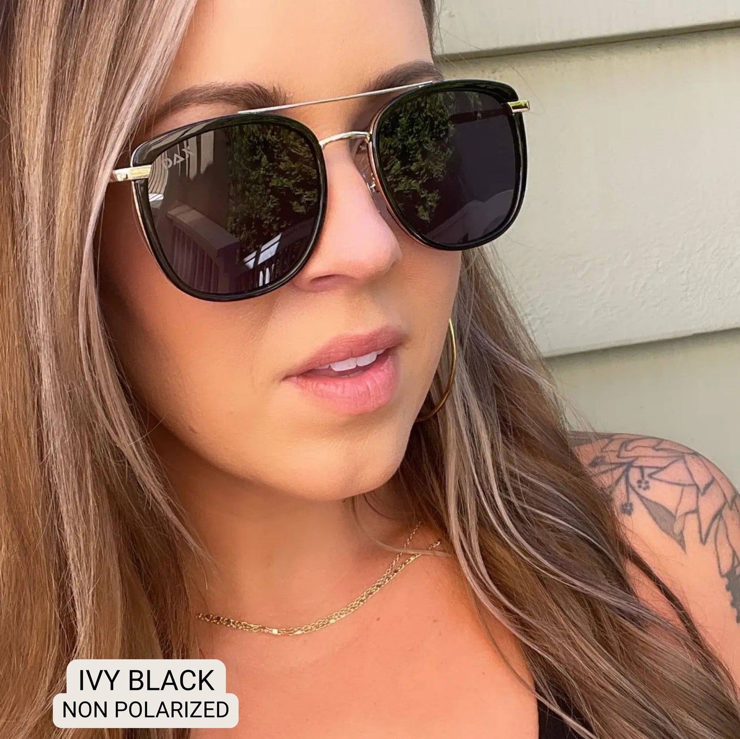 Ivy - Women's Oversized Square Sunglasses: GOLD Tx Dax