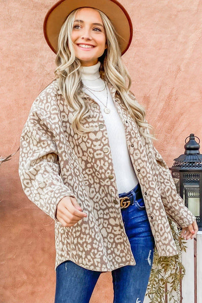 Leopard Corduroy Loose Fit Jacket: BEIGE And The Why