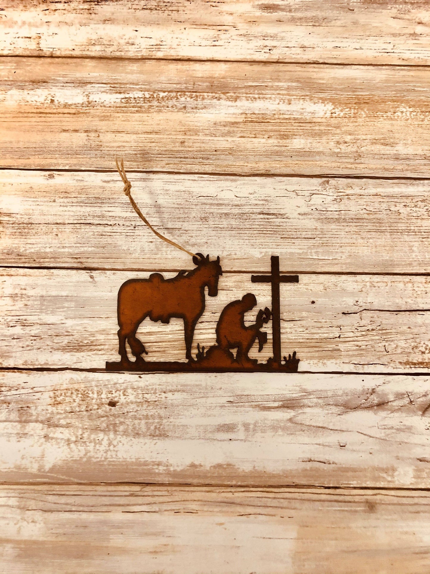 Cowboy At Cross Ornament Ironworks