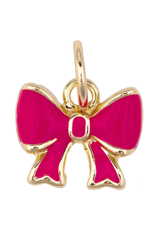 Enamel Bow Charm in Pink Canvas