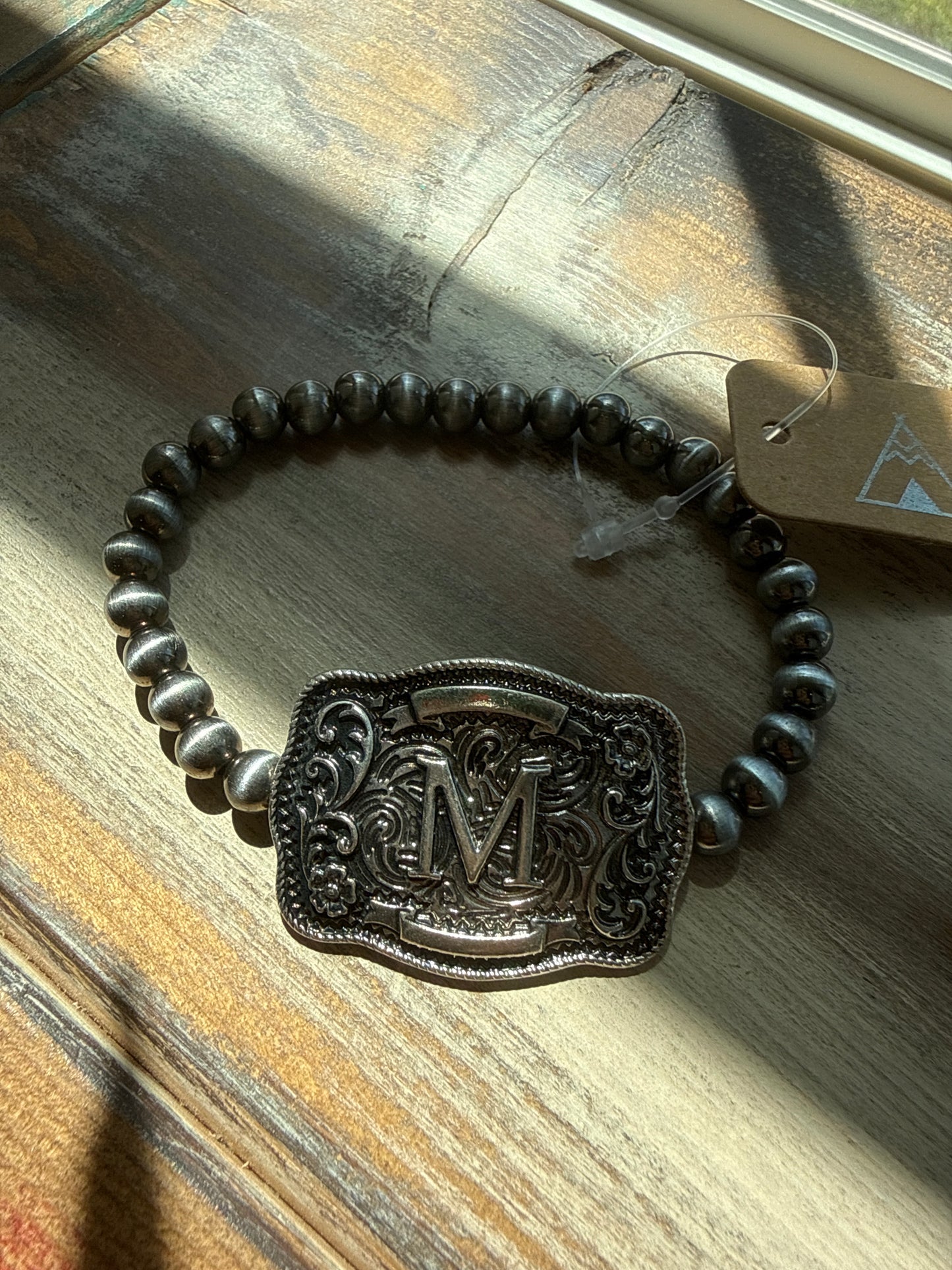 Buckle Style Initial Navajo Pearl Tipi Bracelet