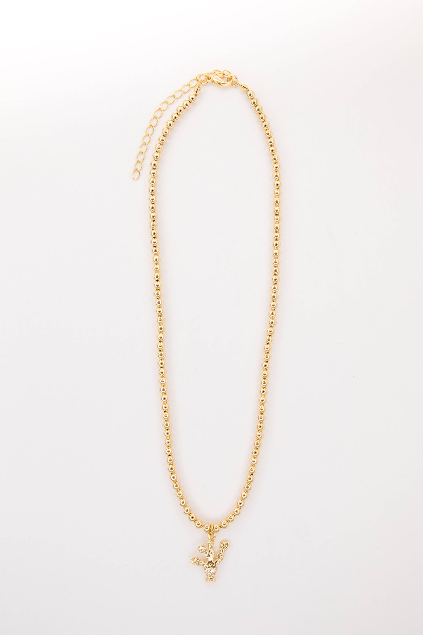 16" 18K Gold Plated Necklace with Prickly Pear Charm: Yellow Gold