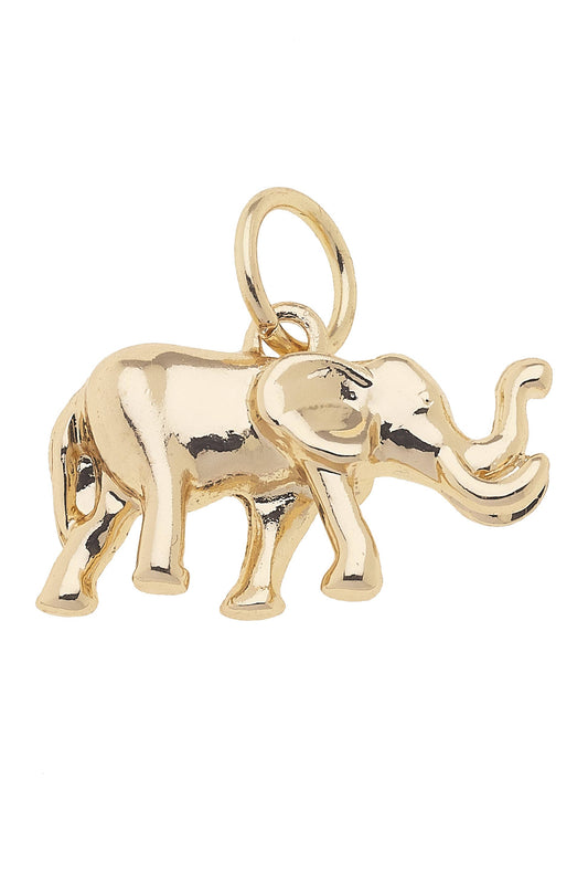 Elephant Charm in Shiny Gold Canvas