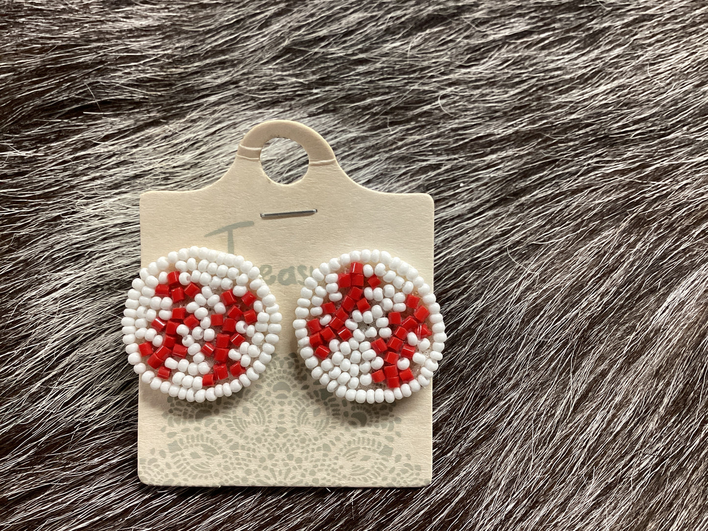 Beaded baseball earrings
