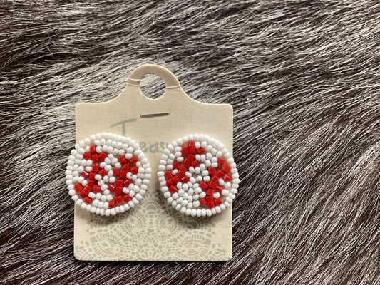 Beaded baseball earrings