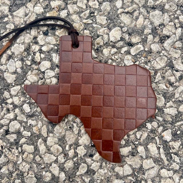 Checkered Patterned Leather Freshie Brown / Cowboy Cologne Callahan