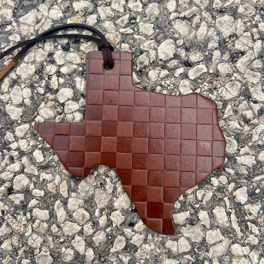 Checkered Patterned Leather Freshie Brown / Cowboy Cologne Callahan
