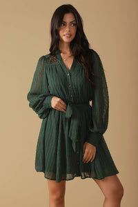 A textured woven mini dress - ID21669: HUNTER GREEN / Contemporary Flying Tomato