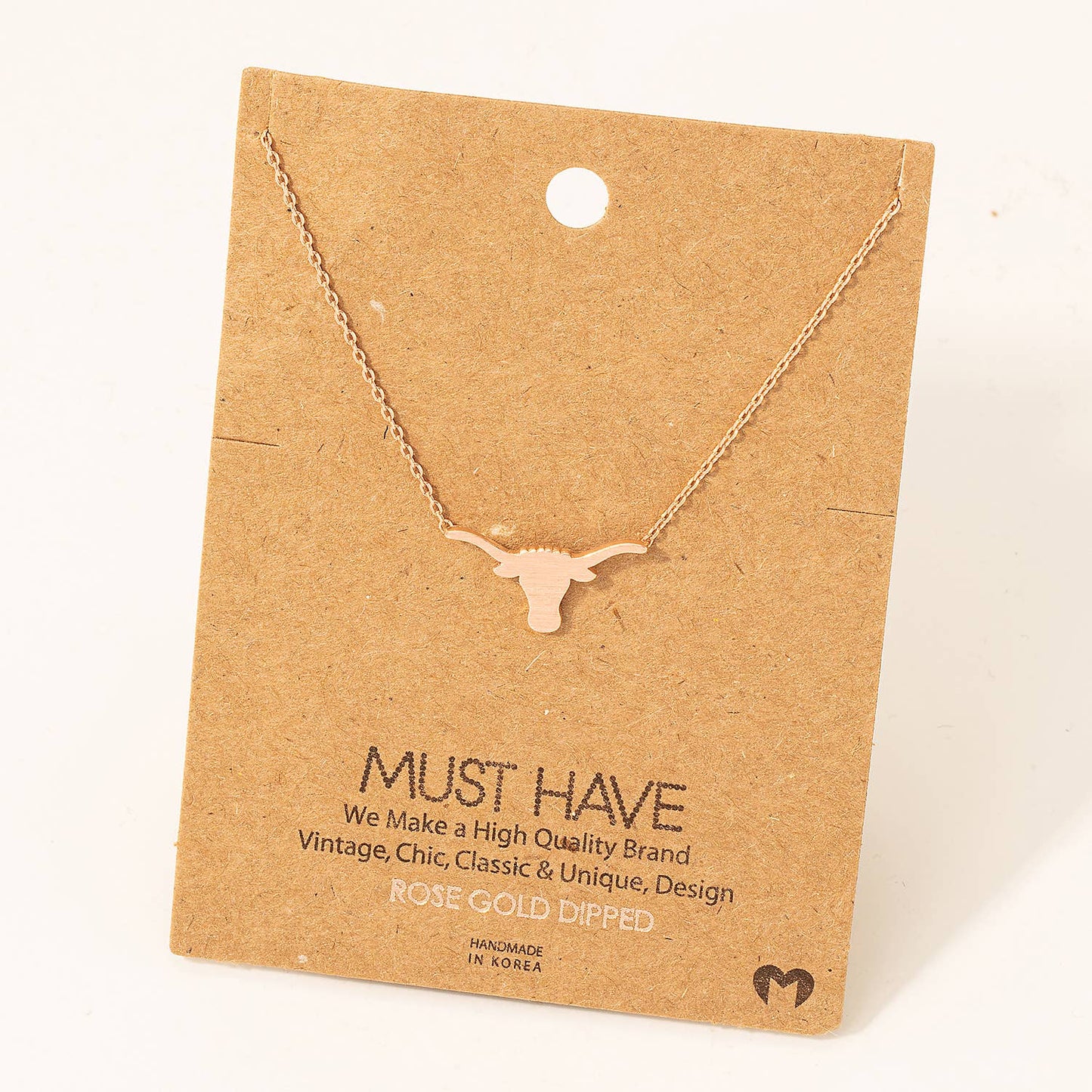 Dainty Bull Head Pendant Necklace: G