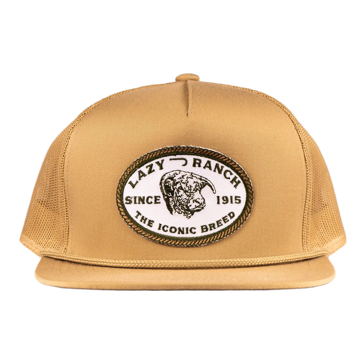 Lazy J Ranchwear Tan Olive Iconic Breed Classic Rope Trucker Hat