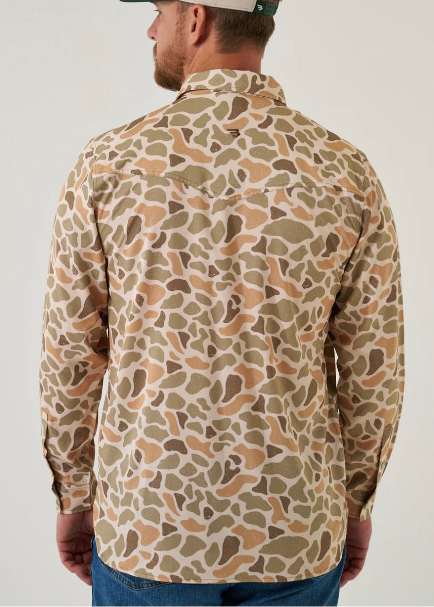 Venado Camo Long Sleeve Performance Western Shirt With Pearl Snaps Burlebo