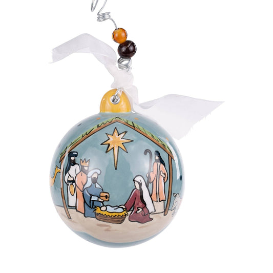 Oh Holy Night Manger Hand Painted Ceramic Holiday Ornament Ghaus