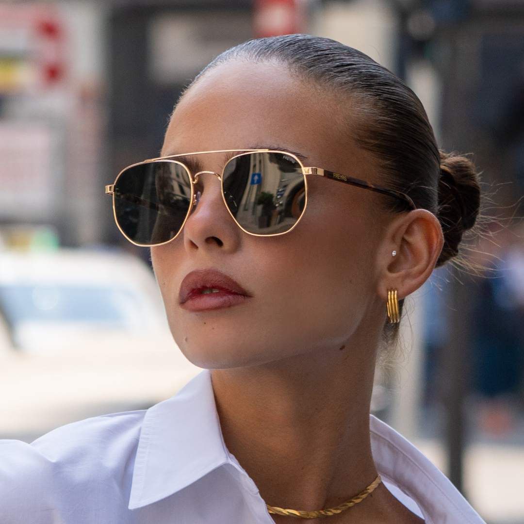 Austin Unisex Sunglasses : Gold / Gray Freyrs