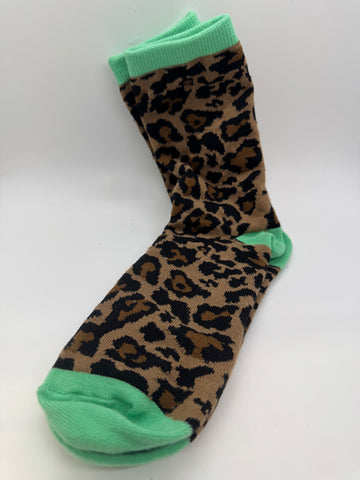 Leopard turquoise socks- Crazy Train