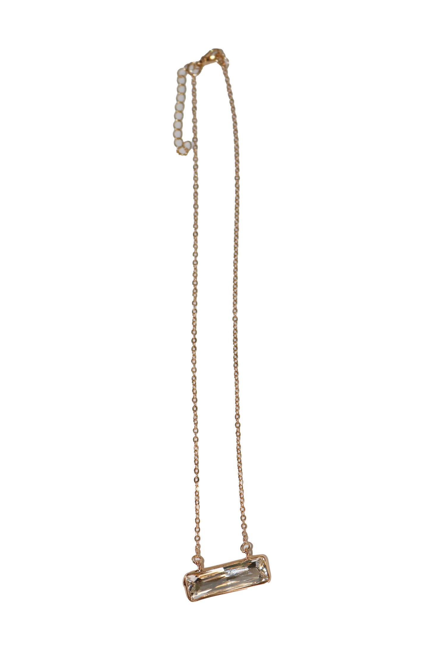 Dainty Gold Necklace with Rhinestone Bar west co