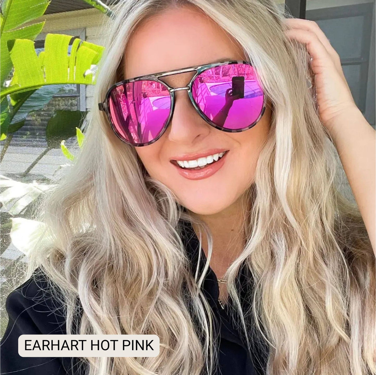 Earhart - Women’s Aviator Sunglasses–Polarized Everyday Chic: Hot pink Tx Dax