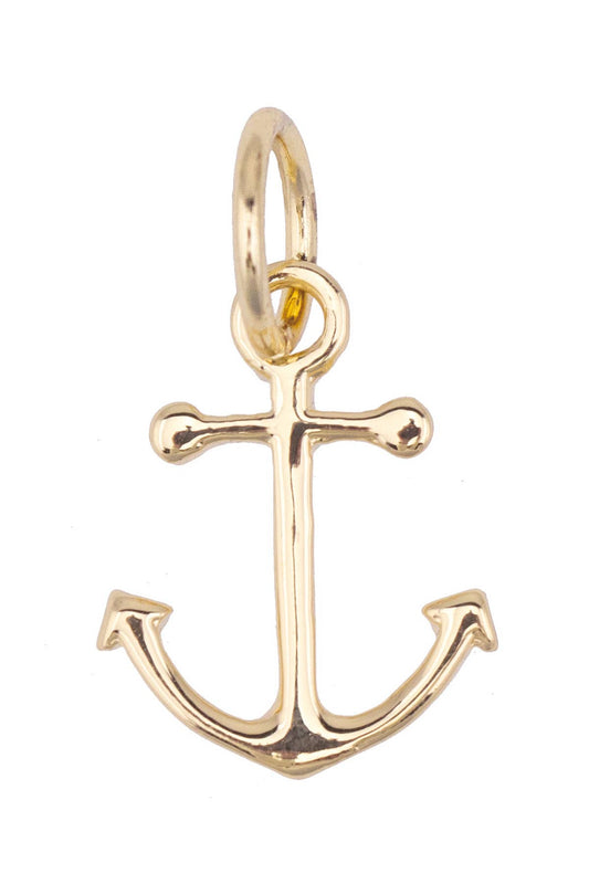 Fluke Anchor Charm in Shiny Gold Canvas