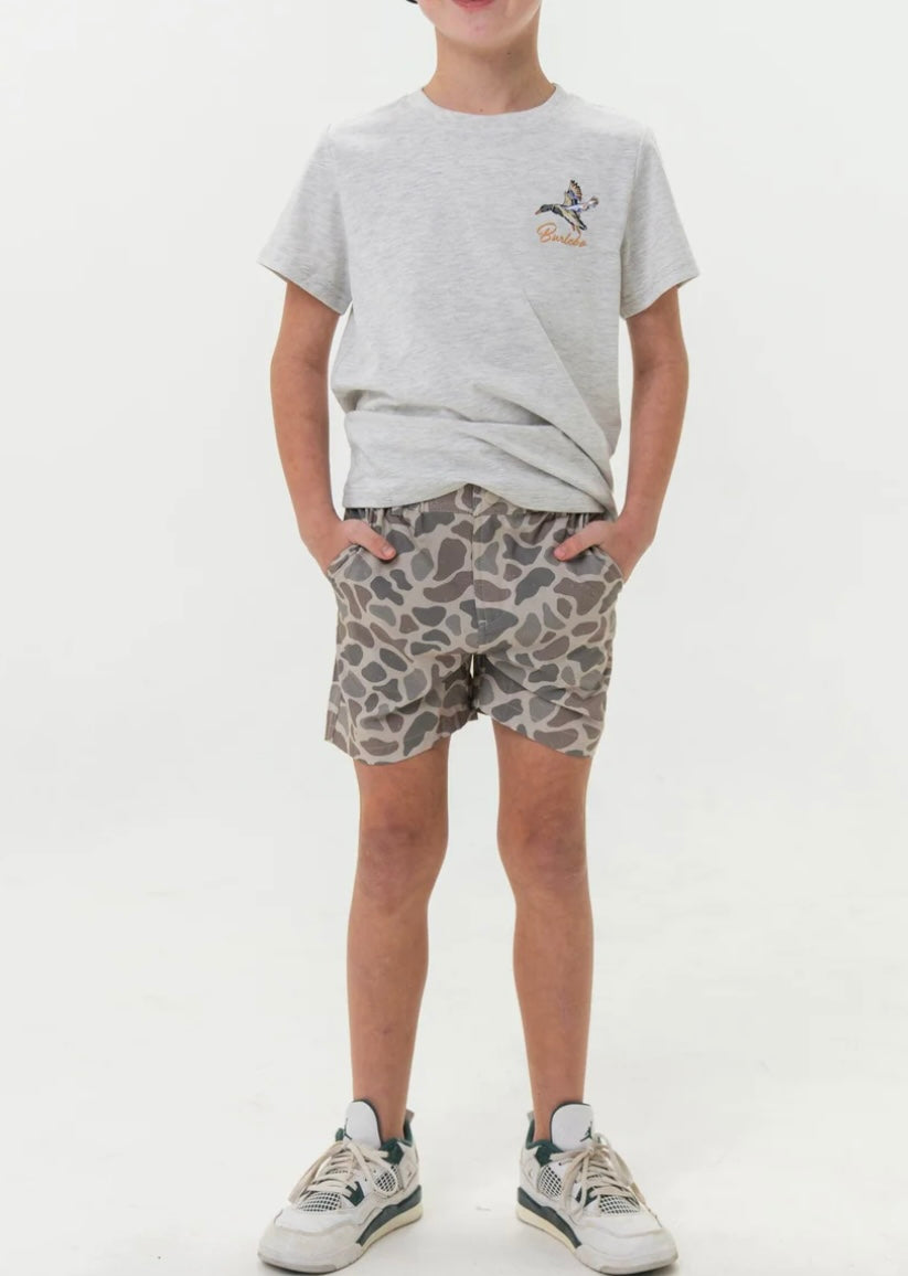 Youth Classic Deer Camo Everyday Shorts With Grey Pocket Burlebo