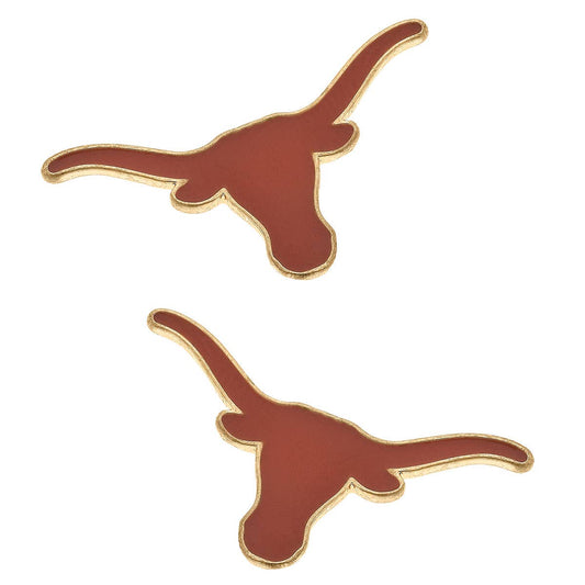 Texas Longhorns Enamel Logo Stud Earrings in Shiny Gold Canvas