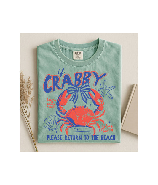 Crabby - Please Return to the Beach Comfort Colors T-Shirt: Bay