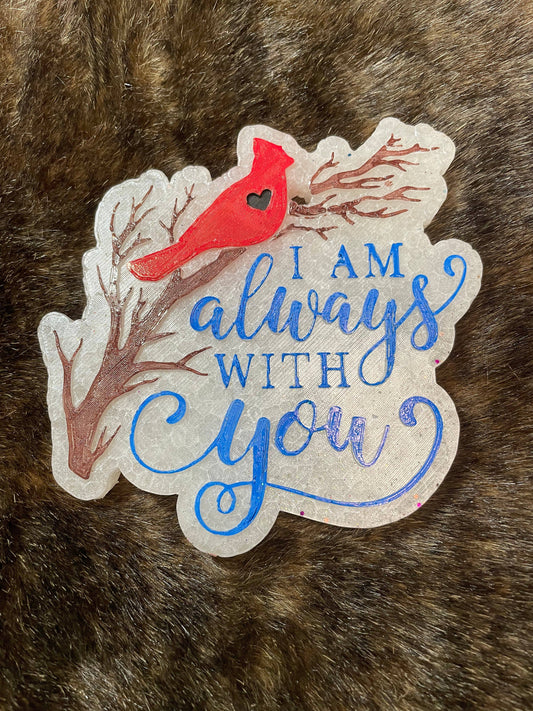 I am Always with You Cardinal Car Freshie Painted Feather