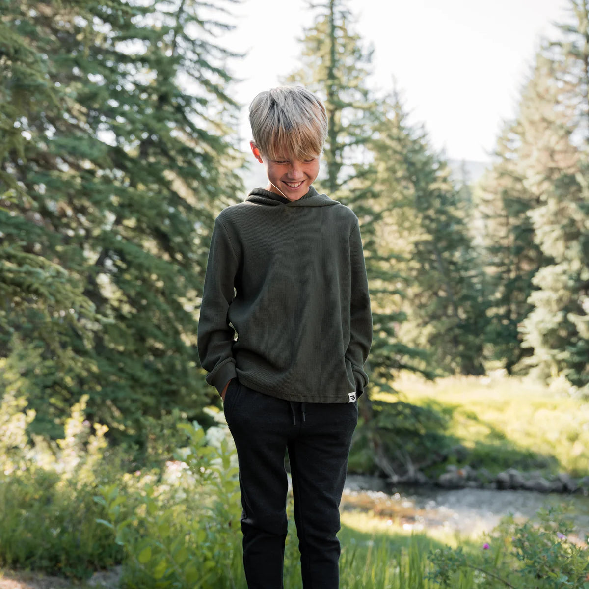 Youth Mallard Green Thermal Hoodie