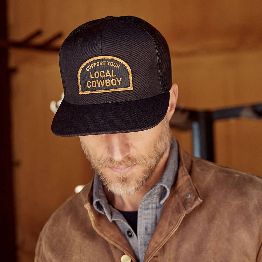 Support Your Local Cowboy Trucker Hat Black out