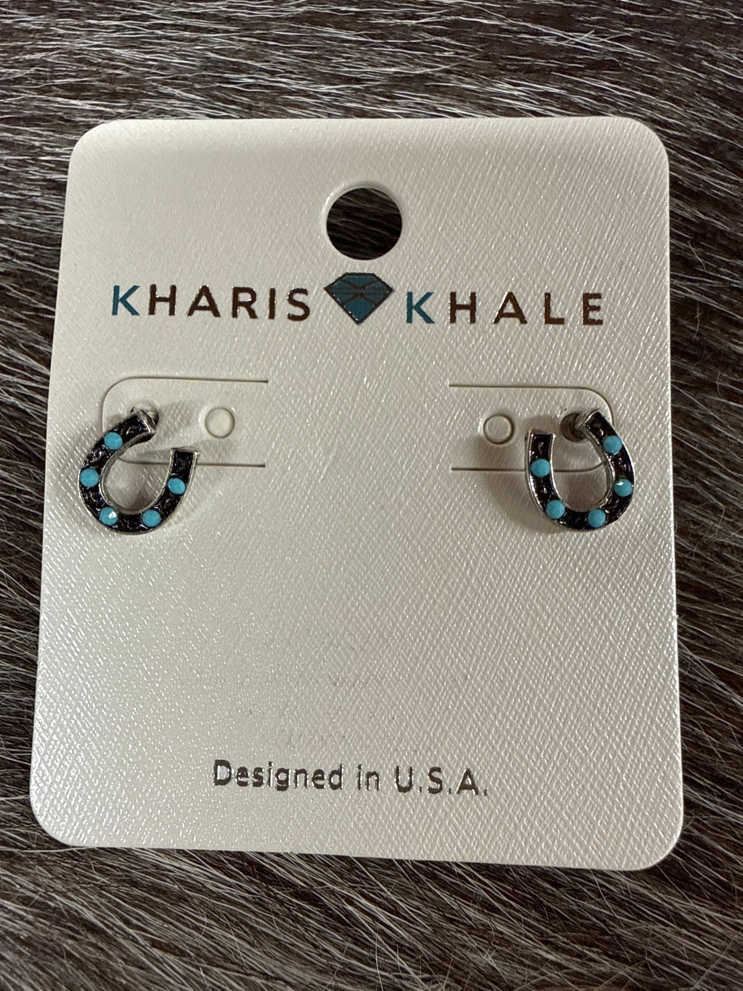 Silver and Turquoise Horseshoe Earrings