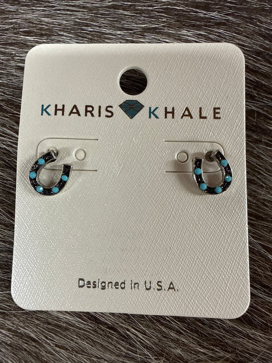 Silver and Turquoise Horseshoe Earrings