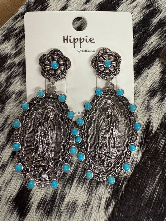 Virgin Mary Dangle Earrings