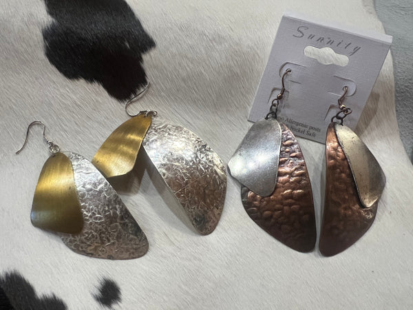 Metal Two Tone Earrings Ace