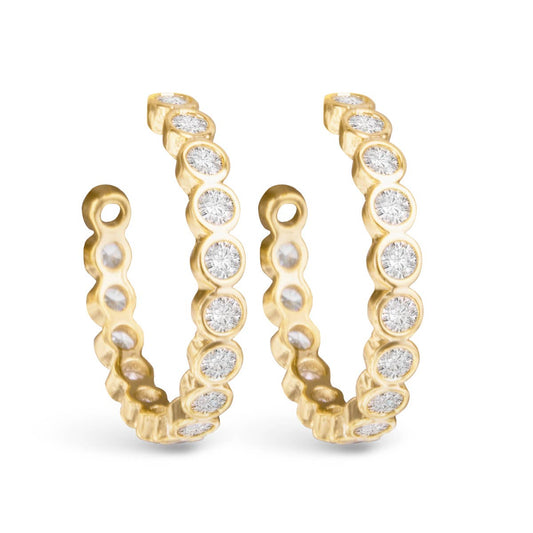 Bezel Set CZ Hoop Earrings: Gold Amanda