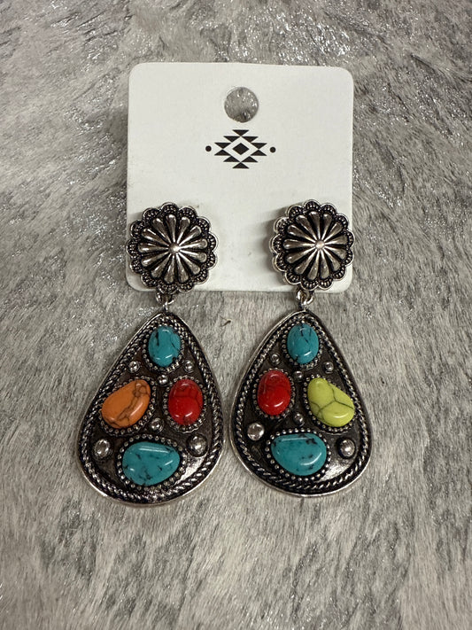 Western Concho Teardrop Earrings