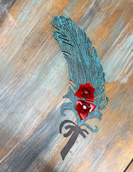 Rustic Metal Feather Wall Hanger